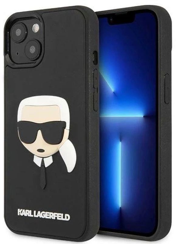 Karl Lagerfeld KLHCP14MKH3DBK Apple iPhone 14Plus / 15 Plus 6,7″ juodos spalvos kietas dėklas 3D Rubber Karl`s Head