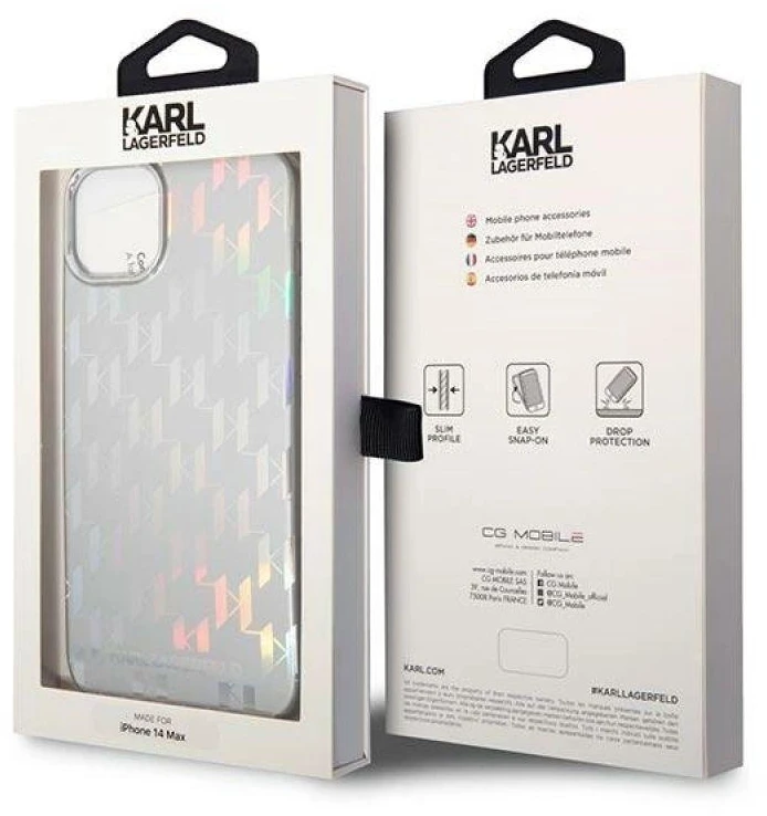 Dėklas Karl Lagerfeld KLHCP14MLGMMSV3 iPhone 14 Plus 6,7" hardcase sidabrinė/sidabrinis Monogram Iridescent