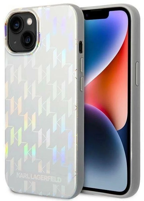 Dėklas Karl Lagerfeld KLHCP14MLGMMSV3 iPhone 14 Plus 6,7" hardcase sidabrinė/sidabrinis Monogram Iridescent