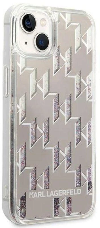 Karl Lagerfeld KLHCP14MLMNMS Apple iPhone 14 Plus / 15 Plus 6,7″ kietas dėklas sidabrinis Liquid Glitter Mon
