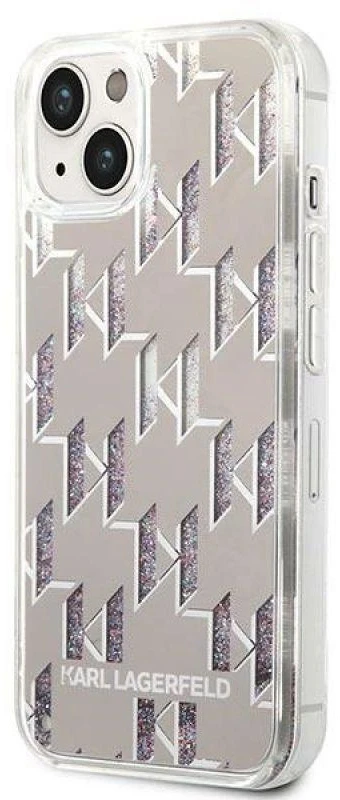 Karl Lagerfeld KLHCP14MLMNMS Apple iPhone 14 Plus / 15 Plus 6,7″ kietas dėklas sidabrinis Liquid Glitter Mon
