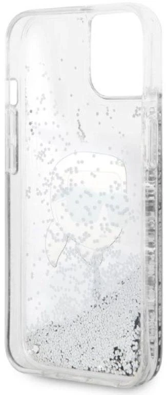 Karl Lagerfeld KLHCP14MLNKHCH iPhone 14 Plus / 15 Plus 6,7″ sidabrinis kietas dėklas Glitter Karl Head