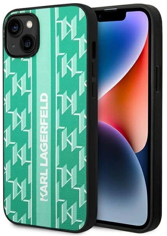 Karl Lagerfeld Karl Lagefeld dėklas, skirtas iPhone 14 Plus 6,7 KLHCP14MPGKLSKN žalios spalvos kietas dėklas , skirtas Monogram Stripe