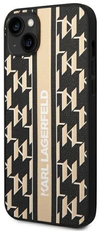 Dėklas Karl Lagerfeld Hardcase Monogram Stripe KLHCP14MPGKLSKW galinis dangtelis, Apple, iPhone 14 Plus, TPU, ruda, 6,7 colio
