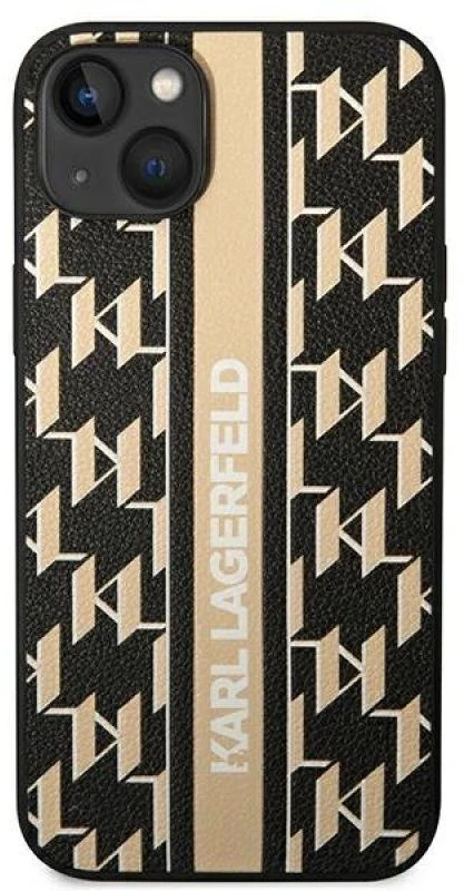 Dėklas Karl Lagerfeld Hardcase Monogram Stripe KLHCP14MPGKLSKW galinis dangtelis, Apple, iPhone 14 Plus, TPU, ruda, 6,7 colio