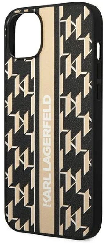 Dėklas Karl Lagerfeld Hardcase Monogram Stripe KLHCP14MPGKLSKW galinis dangtelis, Apple, iPhone 14 Plus, TPU, ruda, 6,7 colio