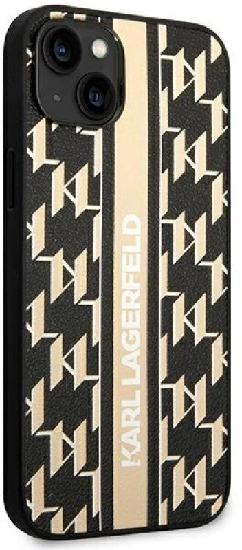 Dėklas Karl Lagerfeld Hardcase Monogram Stripe KLHCP14MPGKLSKW galinis dangtelis, Apple, iPhone 14 Plus, TPU, ruda, 6,7 colio
