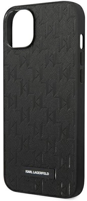 Dėklas Karl Lagerfeld Saffiano Monogram Case skirtas iPhone 14 Plus, juodas