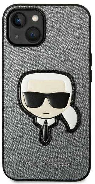 Karl Lagerfeld KLHCP14MSAPKHG iPhone 14 Plus 6,7 sidabrinis/sidabrinis deklas Saffiano Karl`s Head Patch