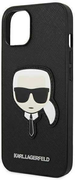 Karl Lagerfeld KLHCP14MSAPKHK iPhone 14 Plus 6,7 juodas/juodas deklas Saffiano Karl`s Head Patch