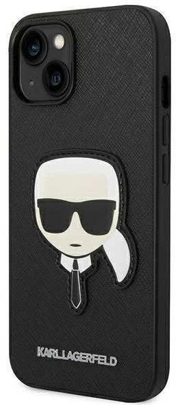 Karl Lagerfeld KLHCP14MSAPKHK iPhone 14 Plus 6,7 juodas/juodas deklas Saffiano Karl`s Head Patch