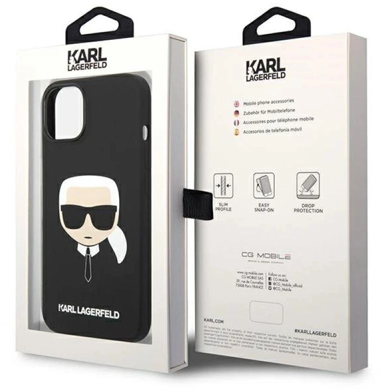 Dėklas Karl Lagerfeld KLHCP14MSLKHBK IPHONE 14 PLUS / 15 PLUS 6.7 "HARDCASE JUODA / Juodas SILICONE KARL`S HEAD