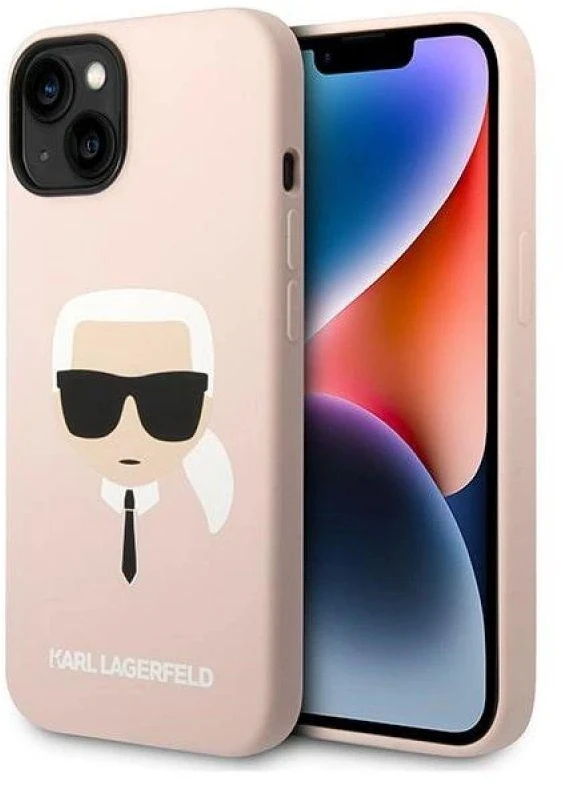 Dėklas Karl Lagerfeld KLHCP14MSLKHLP IPHONE 14 PLUS / 15 PLUS 6.7 "HARDCASE Rožinis / Rožinis SILICONE KARL`S HEAD