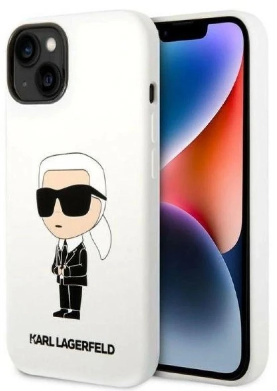 Dėklas Karl Lagerfeld KLHCP14MSNIKBCH IPHONE 14 PLUS / 15 PLUS 6.7 "HARDCASE Baltas / Baltas SILICONE IKONIK