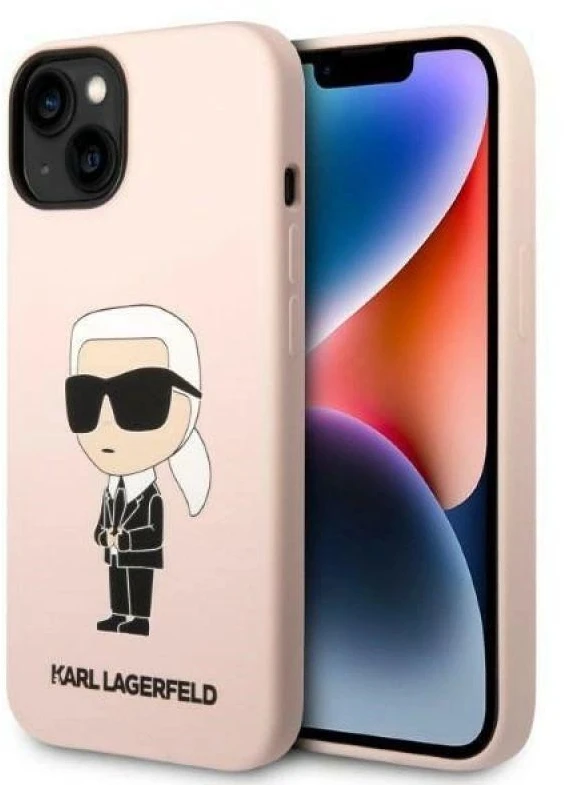 Dėklas Karl Lagerfeld KLHCP14MSNIKBCP IPHONE 14 PLUS / 15 PLUS 6.7 "HARDCASE Rožinis / Rožinis SILICONE IKONIK