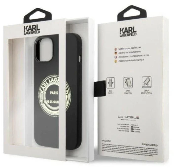 Karl Lagerfeld KLHCP14MSRSGRCK Apple iPhone 14 Plus / 15 Plus 6,7″ kietas dėklas juodos spalvos Silicone RSG