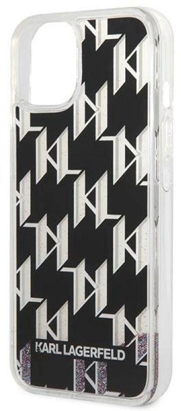 Karl Lagerfeld KLHCP14SLMNMK Apple iPhone 14/ 15 / 13 6,1″ kietas dėklas juodos spalvos Liquid Glitter Monogram