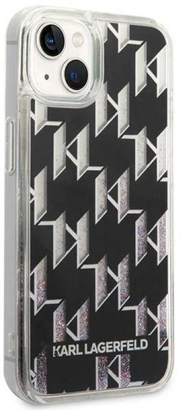 Karl Lagerfeld KLHCP14SLMNMK Apple iPhone 14/ 15 / 13 6,1″ kietas dėklas juodos spalvos Liquid Glitter Monogram