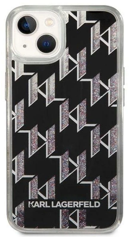 Karl Lagerfeld KLHCP14SLMNMK Apple iPhone 14/ 15 / 13 6,1″ kietas dėklas juodos spalvos Liquid Glitter Monogram