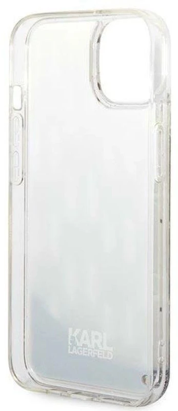 Karl Lagerfeld KLHCP14SLMNMS Apple iPhone 14/ 15 / 13 6,1″ kietas dėklas sidabrinis Liquid Glitter Monogram