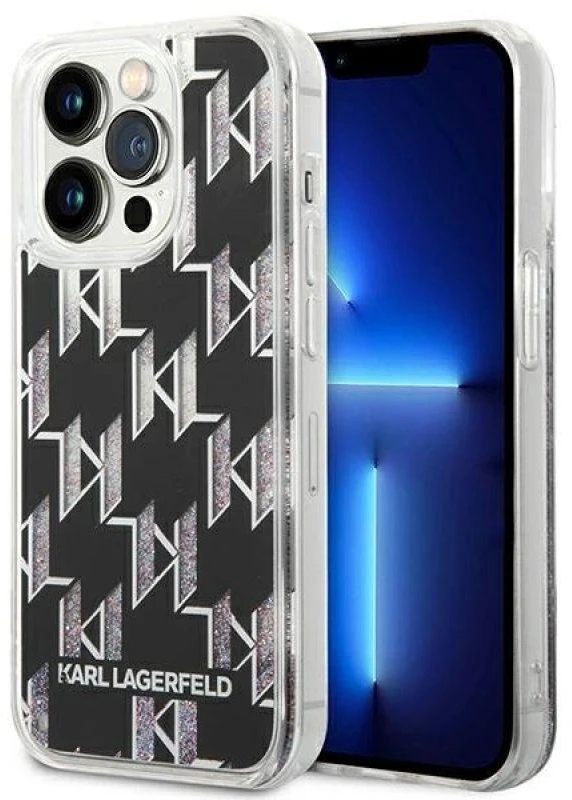 Karl Lagerfeld KLHCP14XLMNMK Apple iPhone 14 Pro Max 6,7″ kietas dėklas juodos spalvos Liquid Glitter Monogram