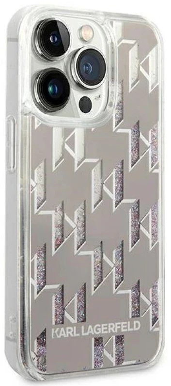 Karl Lagerfeld KLHCP14XLMNMS iPhone 14 Pro Max 6,7″ kietas dėklas sidabrinis Liquid Glitter Monogram