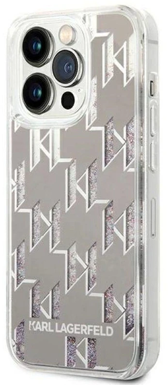 Karl Lagerfeld KLHCP14XLMNMS iPhone 14 Pro Max 6,7″ kietas dėklas sidabrinis Liquid Glitter Monogram