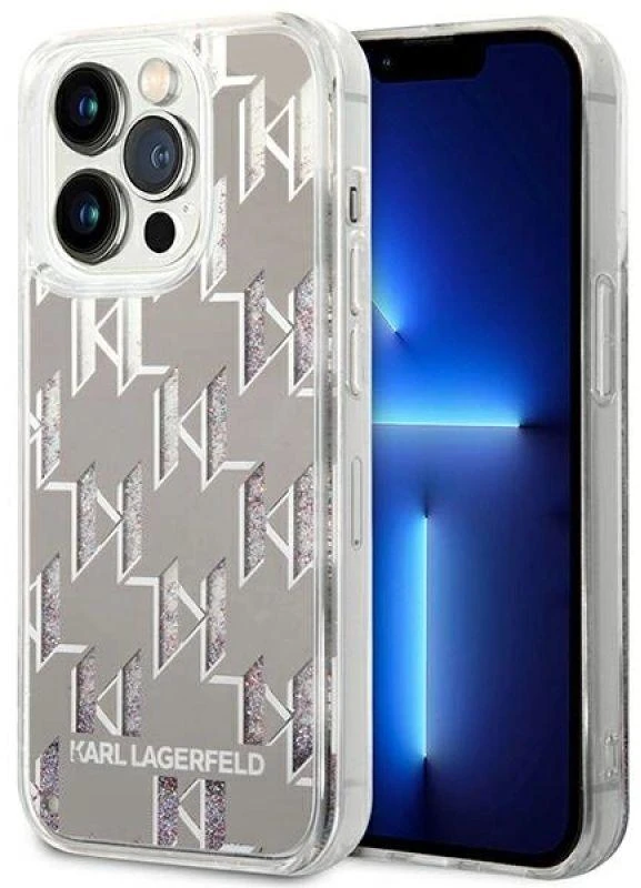 Karl Lagerfeld KLHCP14XLMNMS iPhone 14 Pro Max 6,7″ kietas dėklas sidabrinis Liquid Glitter Monogram