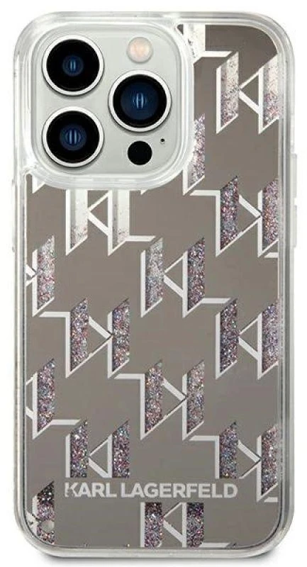 Karl Lagerfeld KLHCP14XLMNMS iPhone 14 Pro Max 6,7″ kietas dėklas sidabrinis Liquid Glitter Monogram