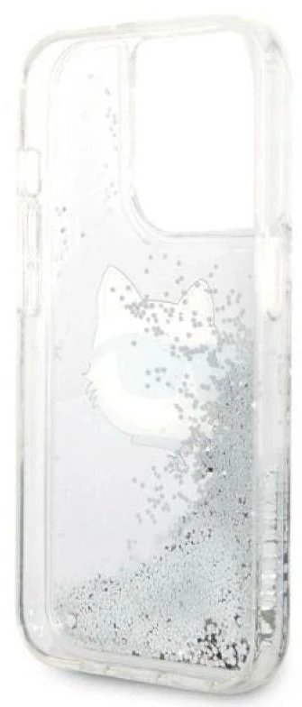 Karl Lagerfeld KLHCP14XLNCHCS iPhone 14 Pro Max 6,7″ sidabrinis kietas dėklas Glitter Choupette Head
