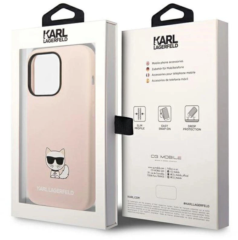 Karl Lagerfeld KLHCP14XSLCTPI iPhone 14 Pro Max 6,7″ kietas dėklas light rožinės spalvos Silicone Choupet