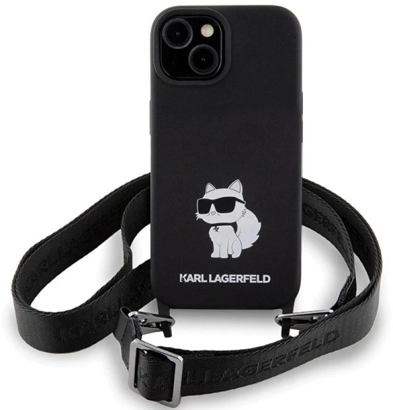 Karl Lagerfeld KLHCP15SSCBSCNK Apple iPhone 15/ 14 / 13 6.1″ kietas dėklas juodos spalvos Crossbody Silicone Chou