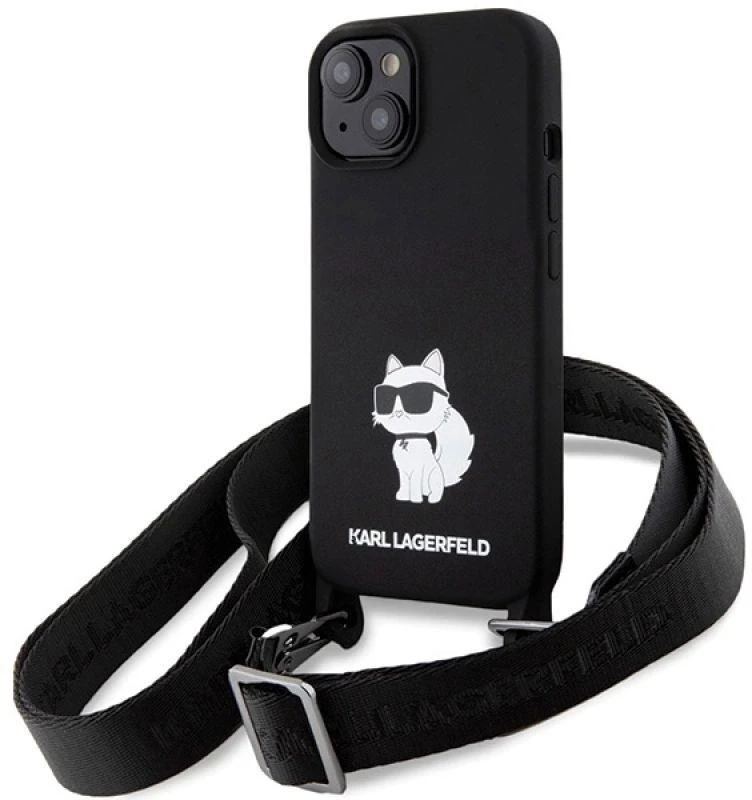 Karl Lagerfeld KLHCP15SSCBSCNK Apple iPhone 15/ 14 / 13 6.1″ kietas dėklas juodos spalvos Crossbody Silicone Chou