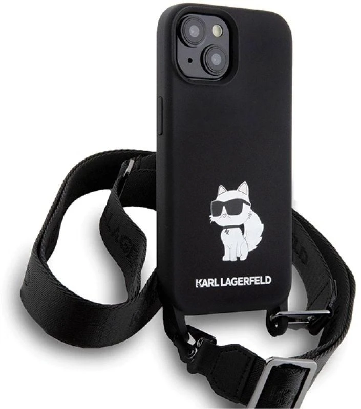 Karl Lagerfeld KLHCP15SSCBSCNK Apple iPhone 15/ 14 / 13 6.1″ kietas dėklas juodos spalvos Crossbody Silicone Chou