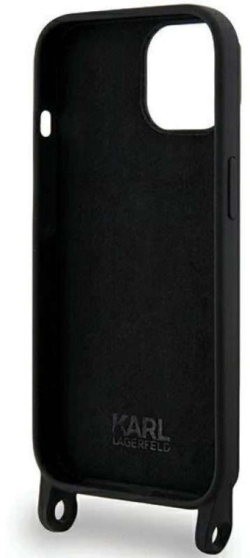 Karl Lagerfeld KLHCP15SSCBSCNK Apple iPhone 15/ 14 / 13 6.1″ kietas dėklas juodos spalvos Crossbody Silicone Chou
