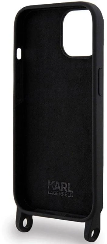 Karl Lagerfeld KLHCP15SSCBSKNK Apple iPhone 15/ 14 / 13 6.1″ kietas dėklas juodos spalvos Crossbody Silicone Ikon