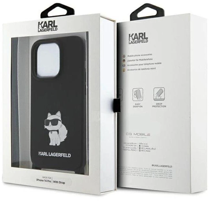 Karl Lagerfeld KLHCP15XSCBSCNK Apple iPhone 15 Pro Max 6.7″ kietas dėklas juodos spalvos Crossbody Silicone Choupe