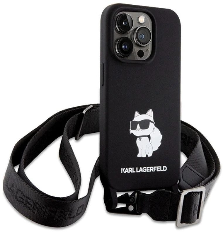 Karl Lagerfeld KLHCP15XSCBSCNK Apple iPhone 15 Pro Max 6.7″ kietas dėklas juodos spalvos Crossbody Silicone Choupe