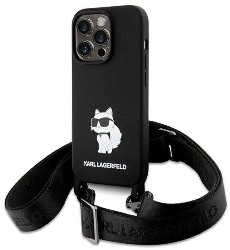 Karl Lagerfeld KLHCP15XSCBSCNK Apple iPhone 15 Pro Max 6.7″ kietas dėklas juodos spalvos Crossbody Silicone Choupe