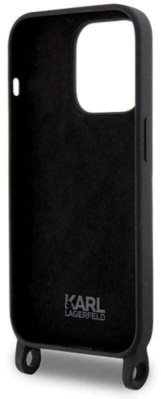 Karl Lagerfeld KLHCP15XSCBSKNK Apple iPhone 15 Pro Max 6.7″ kietas dėklas juodos spalvos Crossbody Silicone Ikonik
