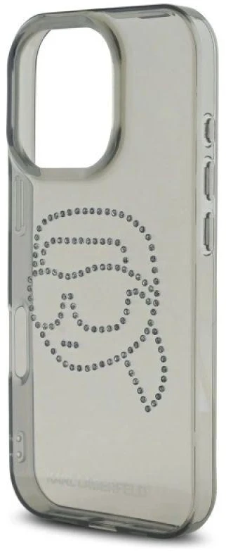 Karl Lagerfeld KLHCP16XHKHDCELK Apple iPhone 16 Pro Max 6.9″ juodos spalvos kietas dėklas IML Rhinestones Karl Head