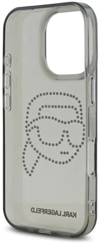 Karl Lagerfeld KLHCP16XHKHDCELK Apple iPhone 16 Pro Max 6.9″ juodos spalvos kietas dėklas IML Rhinestones Karl Head