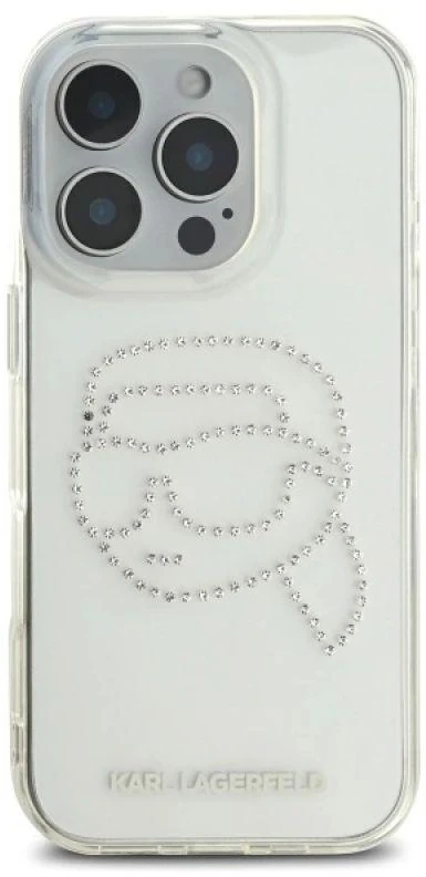 Karl Lagerfeld KLHCP16XHKHDCELT Apple iPhone 16 Pro Max 6.9″ skaidrus kietas dėklas IML Rhinestones Karl Hea