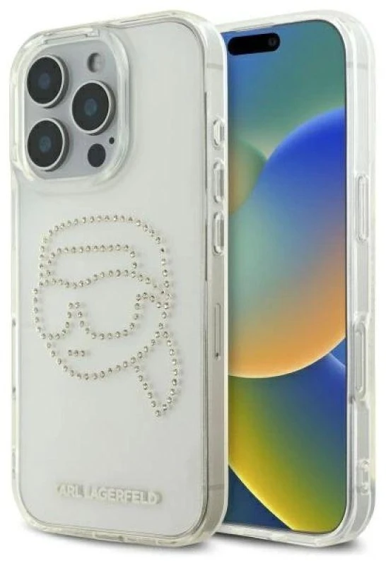 Karl Lagerfeld KLHCP16XHKHDCELT Apple iPhone 16 Pro Max 6.9″ skaidrus kietas dėklas IML Rhinestones Karl Hea