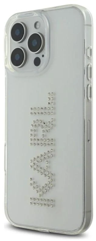 Karl Lagerfeld KLHCP16XHKLSTDCT Apple iPhone 16 Pro Max 6.9″ skaidrus kietas dėklas IML Rhinestones Logo