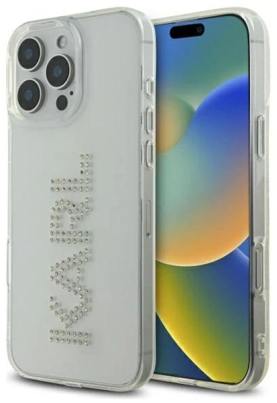 Karl Lagerfeld KLHCP16XHKLSTDCT Apple iPhone 16 Pro Max 6.9″ skaidrus kietas dėklas IML Rhinestones Logo