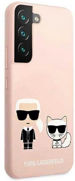 Karl Lagerfeld KLHCS22MSSKCI S22+ S906 kietas dėklas šviesiai rožinis/šviesiai rožinis Silikoninis Ikonik Karl & Choupet