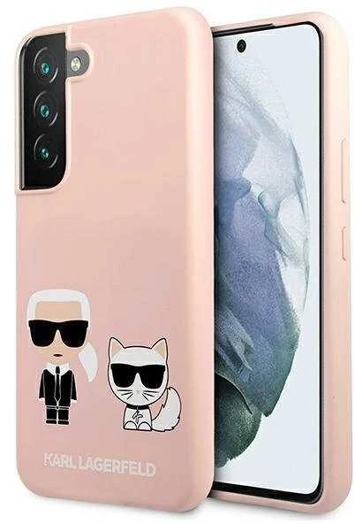 Karl Lagerfeld KLHCS22MSSKCI S22+ S906 kietas dėklas šviesiai rožinis/šviesiai rožinis Silikoninis Ikonik Karl & Choupet