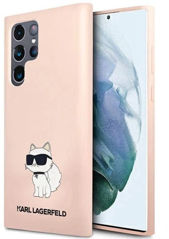 Karl Lagerfeld KLHCS23LSNCHBCP S23 Ultra S918 kietas dėklas rožinės spalvos Silicone Choupette