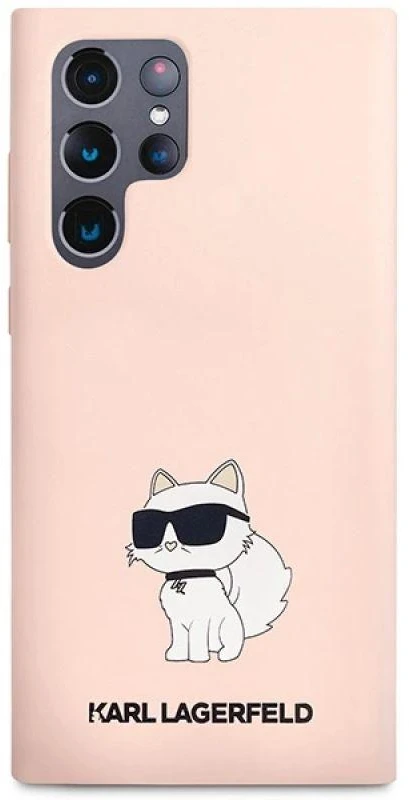 Karl Lagerfeld KLHCS23LSNCHBCP S23 Ultra S918 kietas dėklas rožinės spalvos Silicone Choupette
